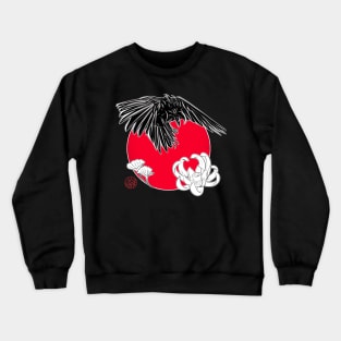 Japanese crow and lotus flower Crewneck Sweatshirt